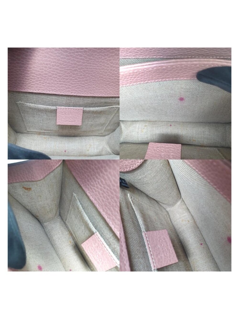 Authentic Gucci Interlocking GG Shoulder Bag Pink Leather Chain Crossbody - Picture 10 of 12